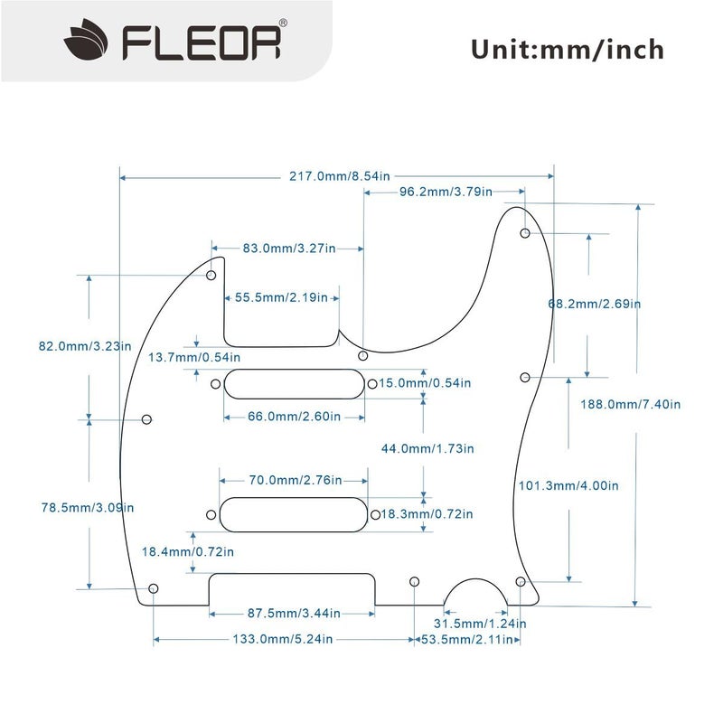 FLEOR 3Ply Black 8 Hole Guitar TL Pickguard Plate with Mounting Screws Fit TL Pickguard Replacement (2 Single Coil Pickup Holes) - Image 2